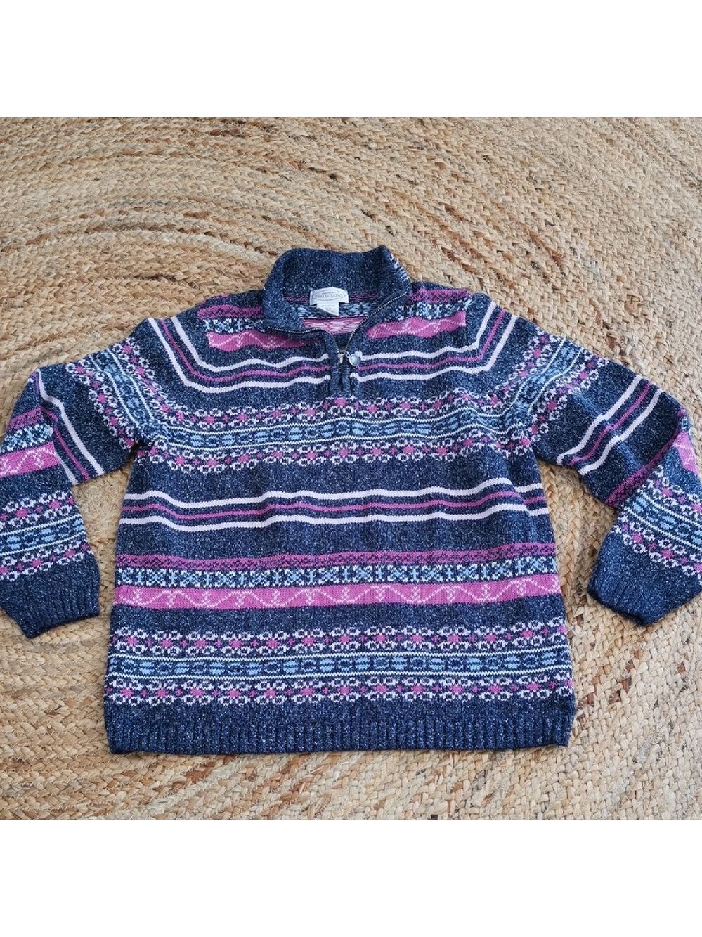 Northern Reflections Fair Isle Multicolored 1/4 zip knit cozycore sweater Size M